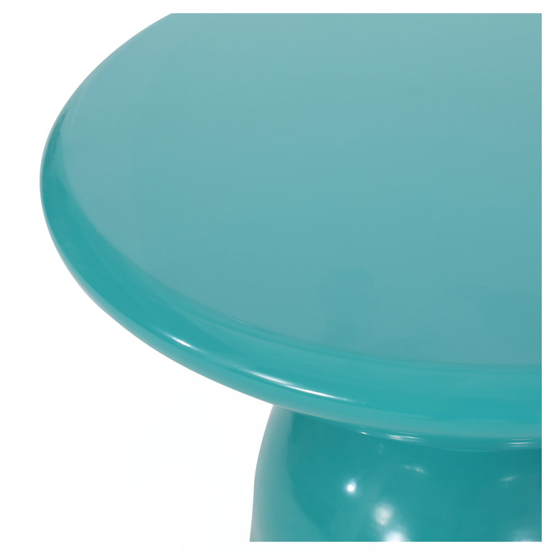 Outdoor Iron Side Tables With Flared Design, Set Of 2 , Teal, Teal