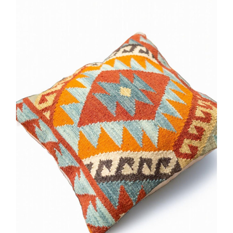 Crawfordville Geometric Orange Sqaure Cushion Cover