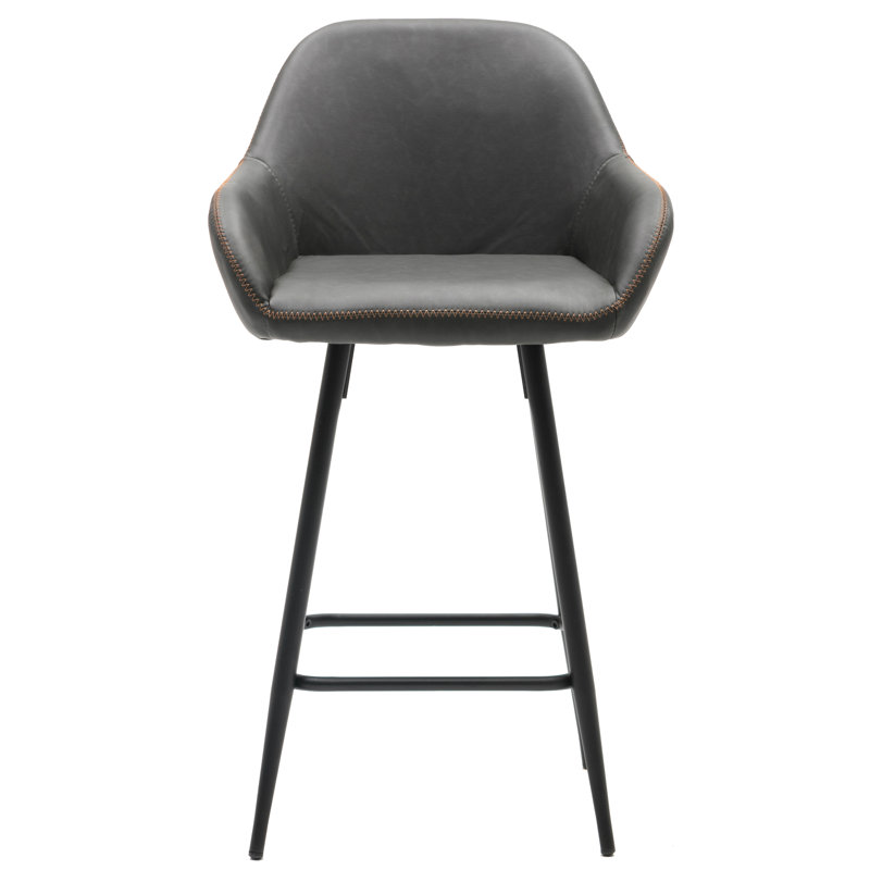 Kayland Upholstered Counter Stool, Bar Stool (29” Seat Height), Vintage Gray