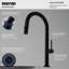 Robinet de cuisine rétractable mince Karran, corps mince de 25 mm, conception moderne, double jet en noir mat-119904327