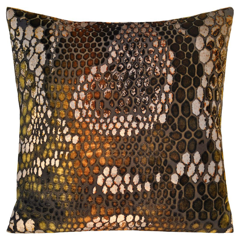 Snakeskin Square Velvet Pillow Cover & Insert, 22"H x 22"W, Sunstone
