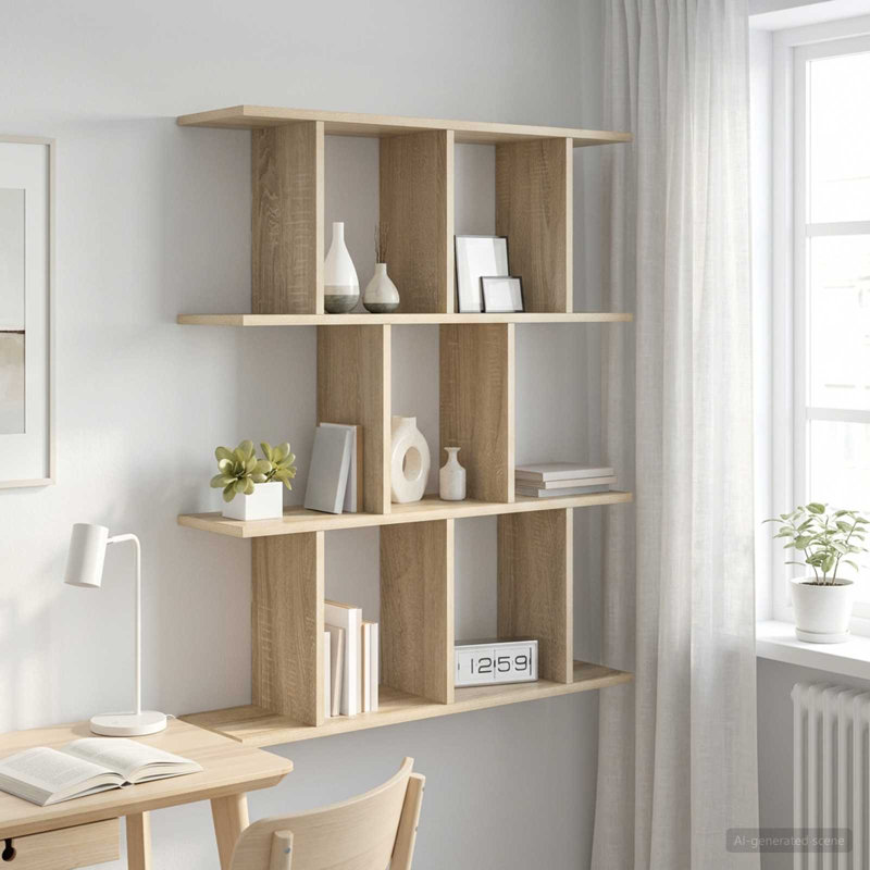  Wall Shelf with Shelf with Storage Engineered Wood Modern Wall-Mounted