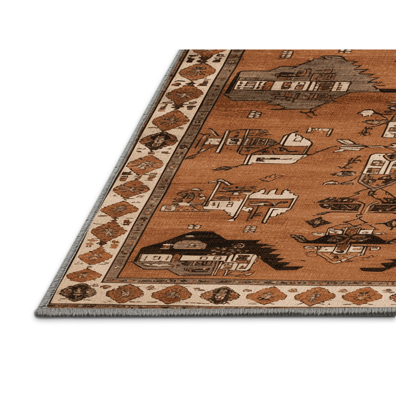 Machine Washable Turkish Brown Area Rug, Square 7'