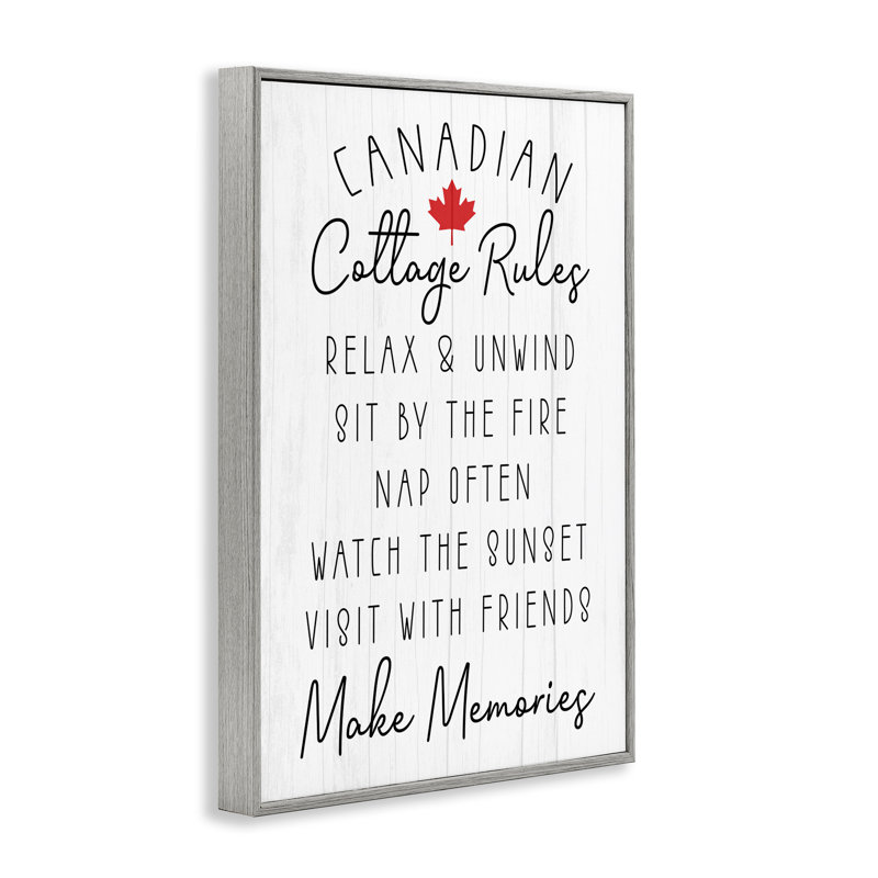 «Canadian Cottage Rules», giclée encadrée, design par Lil 'Rue, H 24 po x l 16 po, Estampe numérique Farmhouse