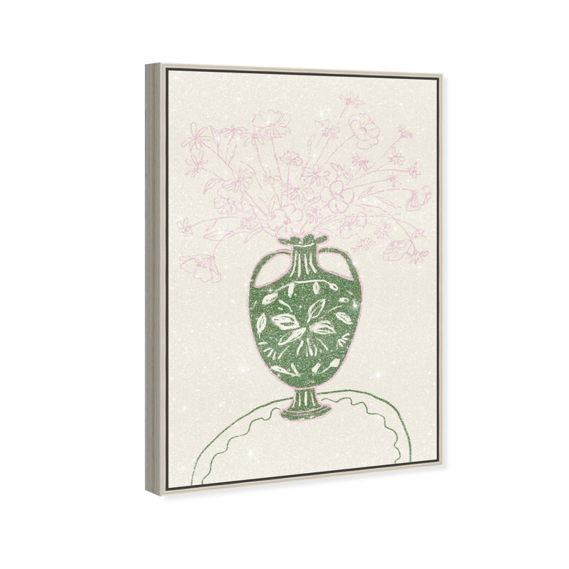Green Flower Studio Print by Oliver Gal, 21"H x 31"W, Silver Floater Frame