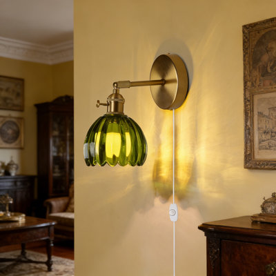 Lampe murale en laiton vert 1 lumière