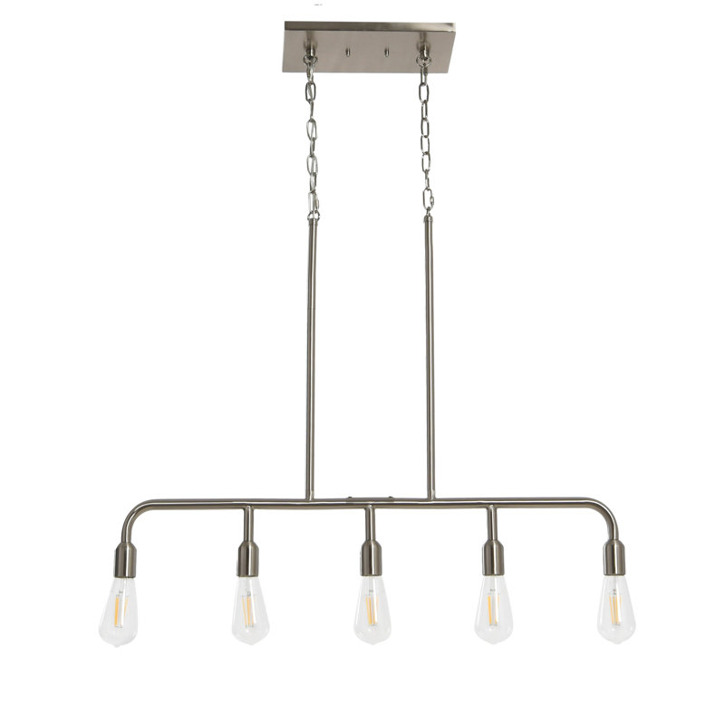 Conar 5 - Light Kitchen Island Linear Chandelier, Silver