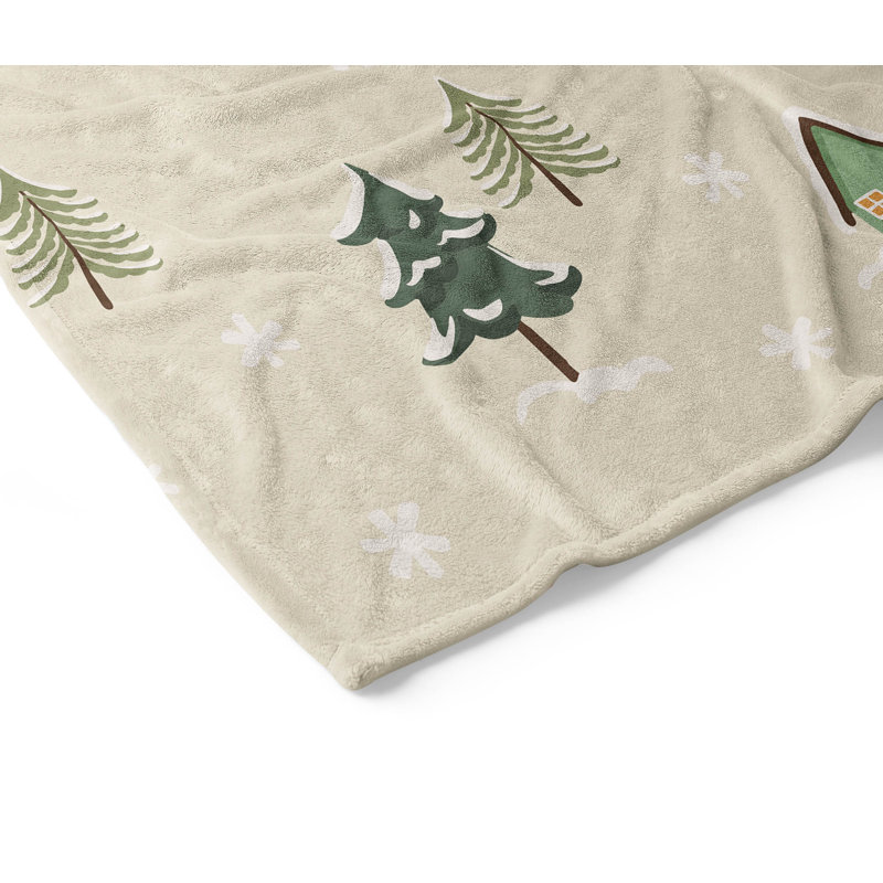 Couverture en velours de polaire Downhill, L 60 po x l 50 po, Ivoire géométrique
