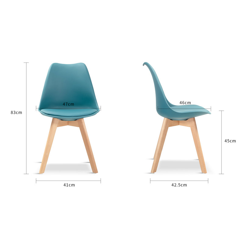 4 Ayden Upholstered Dining Chair with Cushion Seat Padding, Ocean