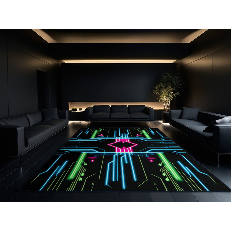 Technicolor Streak Rug, Square 7'