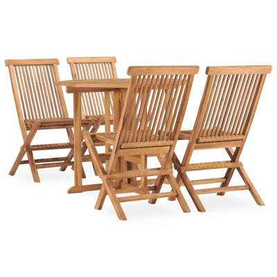 5 Piece Folding Patio Dining Set Solid Teak Wood -  Red Barrel StudioÂ®, DDBE9E5E0D0140C48D7549F394591BD4