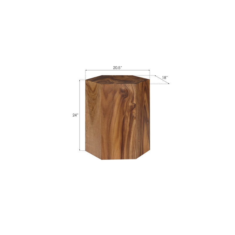 Honey Comb Solid Wood Block End Table, 24" H x 20.5" W x 18" D