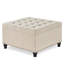Large Square Storage Ottoman With Wooden Legs, Upholstered Button Tufted Coffee Table With Nail Trims Blue-898443758