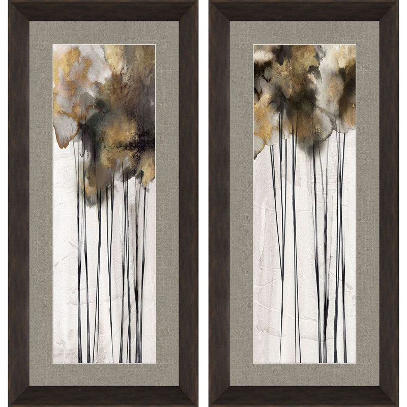 Inky Trees Set of 2 Dark Wood Framed Art