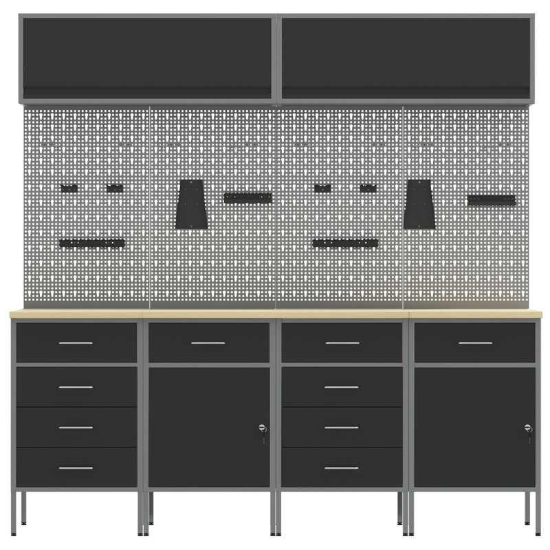 Work Cabinet Set with Storage Manual, Black