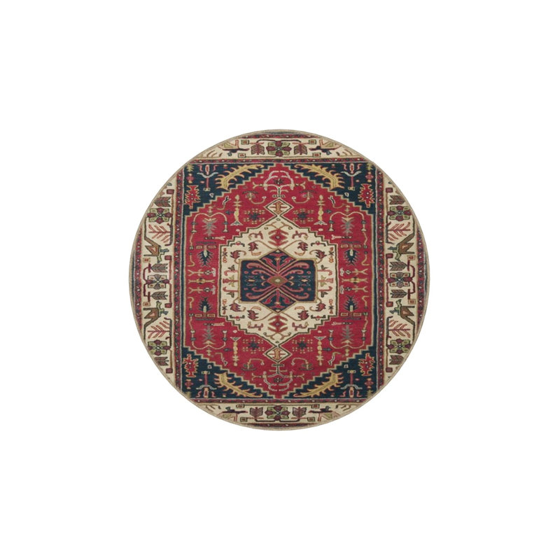 Red Cream Diamond Patterned Traditional Woven Base Washable Carpet, Rectangle 3'4" x 6'7"