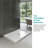 60" x 36" Acrylic Heavy-Duty Shower Base, Reinforced Multi-Layer Construction, Low Threshold, Slip-Resistant Texture, Center Drain, Integrated Tile Flange, 12 PVC Support Rings-126304821