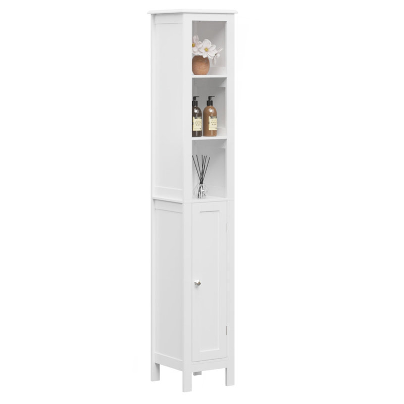 66.92" Tall Bathroom Storage Cabinet With Adjustable Shelves,Slim 1 Doors Freestanding Cabinet With Anti-Tip, Open Compartments, For Home, Small Spaces, Bathroom,Kitchen, Living Room