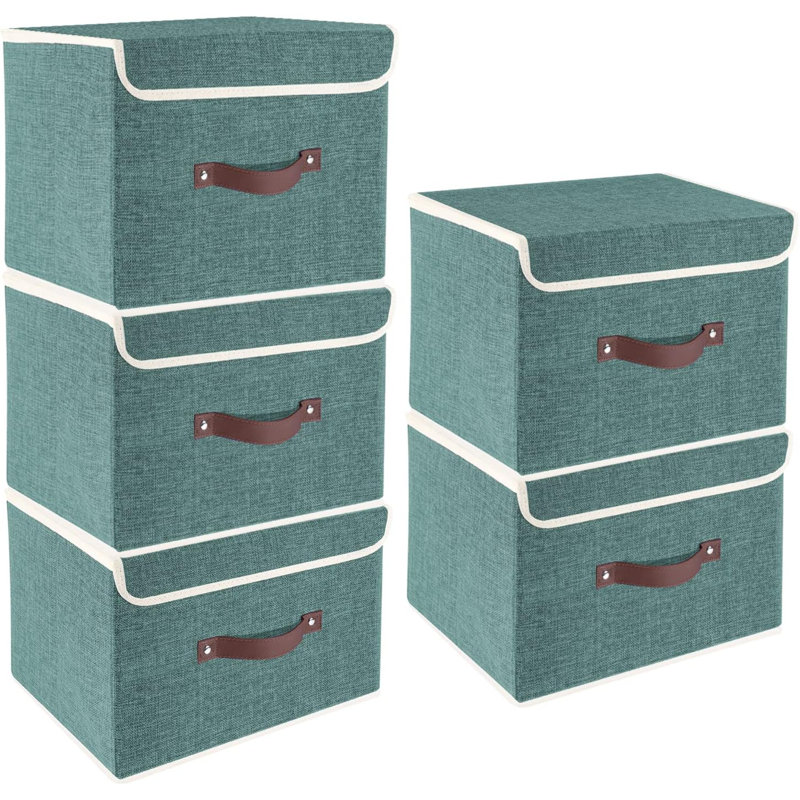 Brayden Studio Fabric Bin, Aqua Deep