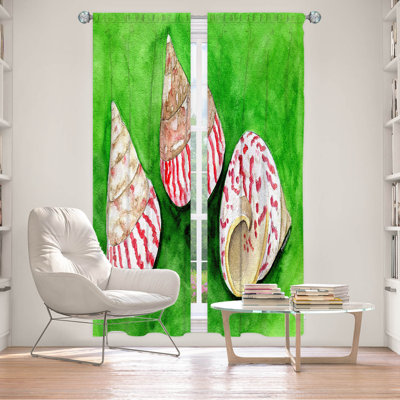 Lined Window Curtains 2-panel Set for Window Size 40" x 52" by Marley Ungaro - Peppermint Trochus