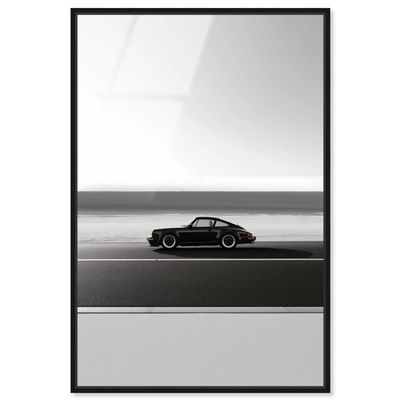 Oliver Gal Classic 964 Wheels Sports Car - Framed Acrylic Glass Wall Art, Black, 24" H x 16" W