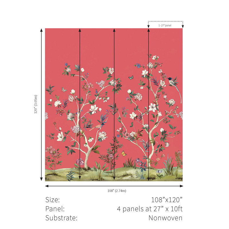 Trinesha Floral Wallpaper, Cherry