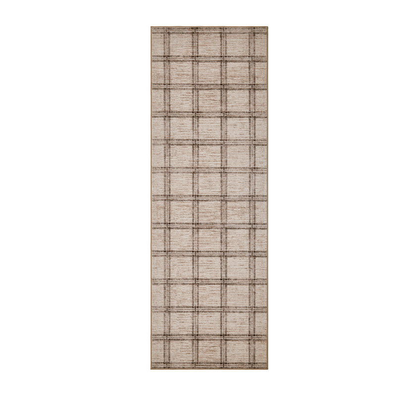Modern Washable Runner Rug Farmhouse Non-Slip Low Pile Mark Resistant Carpet for Hallway Bedroom Living Room Kitchen Camel 2x6ft