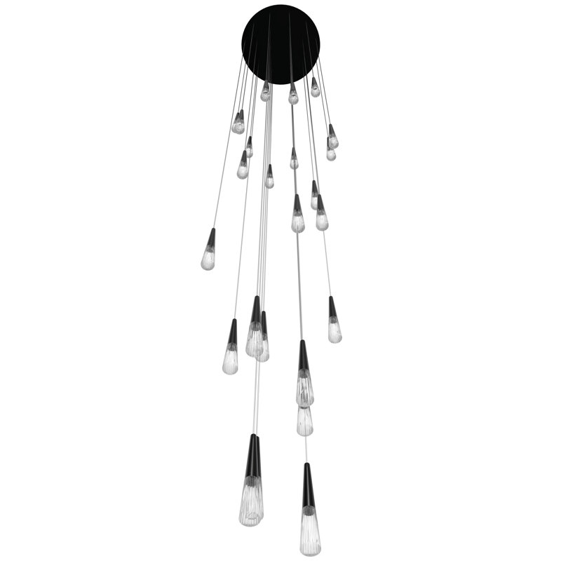 Avalon Crystal Cascade 25-Light LED Chandelier in Gun Metal
