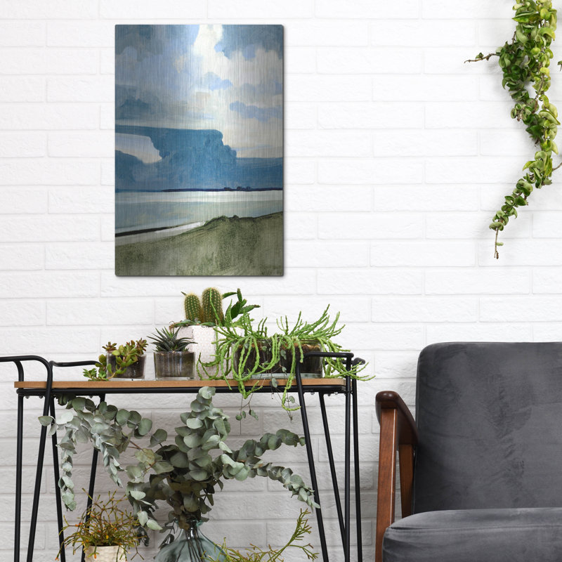 Art mural en métal luxueux «Ocean View Beach 3» par Emma Caroline, H 16 po x l 12 po