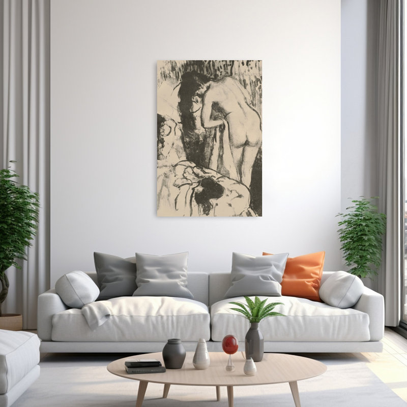 Femme nue debout, s'essuyant, vers 1891-1892. Estampe d'art mural abstraite contemporaine., H 60 po x l 40 po