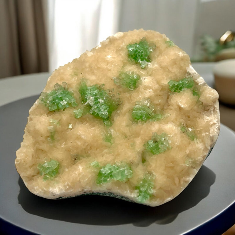 Rare disco apophyllite verte - pièce de collection