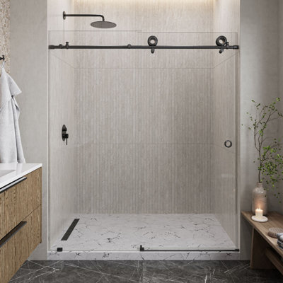  Hugo 56 - Porte de douche coulissante sans cadre 60 x 78 po en verre trempé transparent 3/8 po