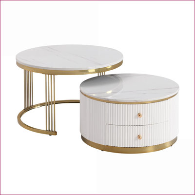 Ensemble de 2 tables basses gigognes Modern Modern White