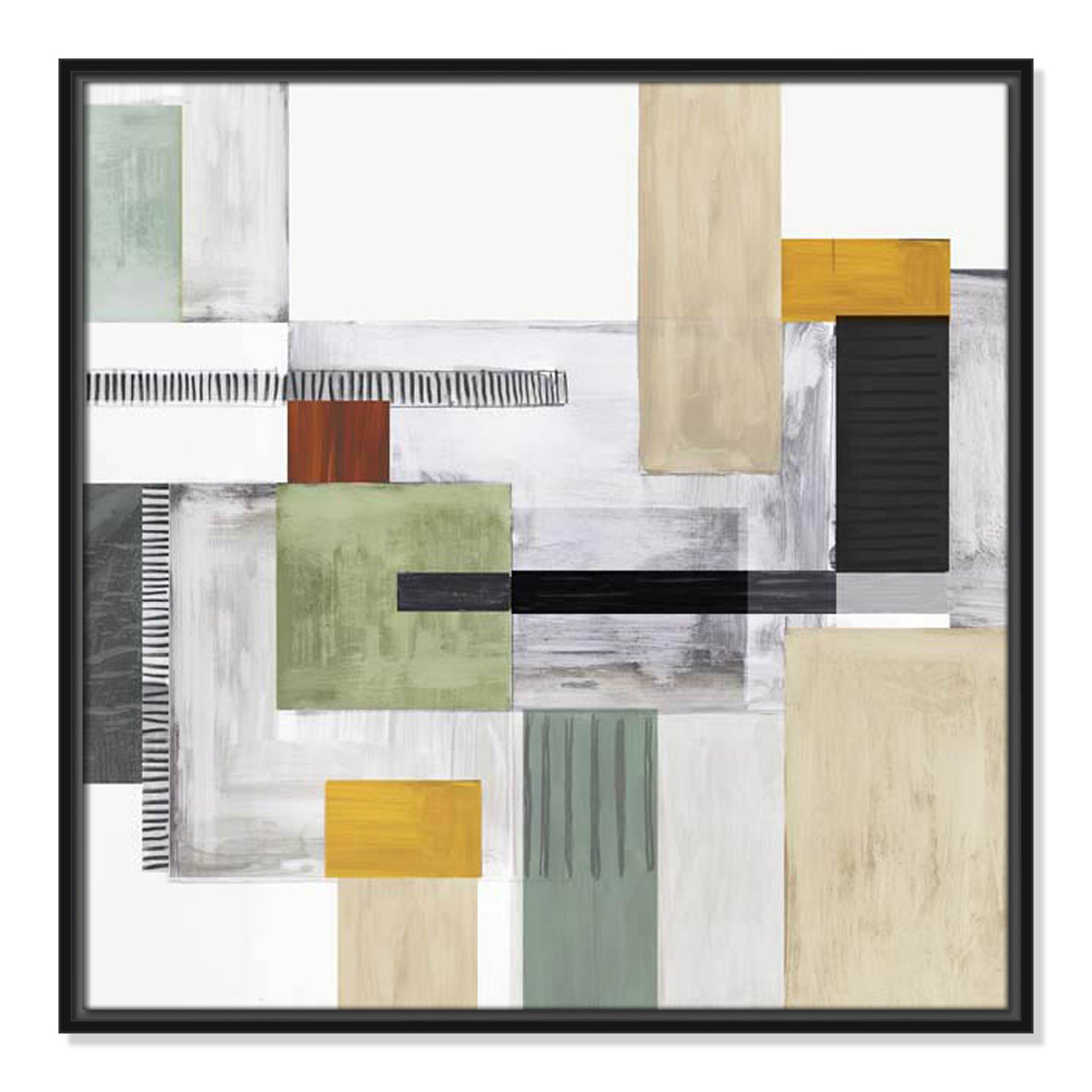 Playful Blocks Print, 25.5" H x 25.5" W x 2" D, Black Floater Framed