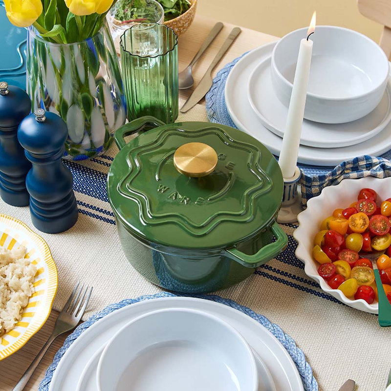 Judgeware Enamelled  Cast Iron, 20cm Casserole, 3.5L, Mushroom, 3.5, 12cm H x 23cm W, Green