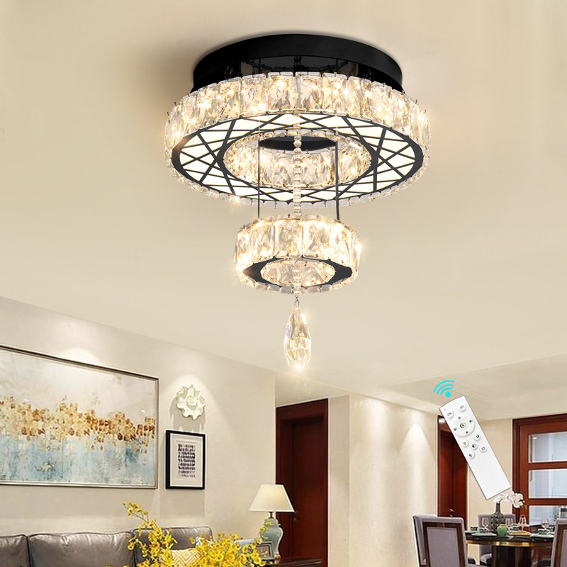 Lustre en cristal Glam, Noir mat