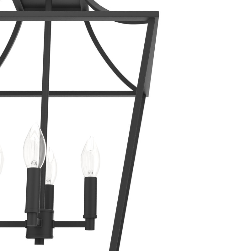 Laurel Ridge 4 - Light Lantern Geometric Chandelier, 23" H x 15.5" W x 15.5" D, Natural Iron