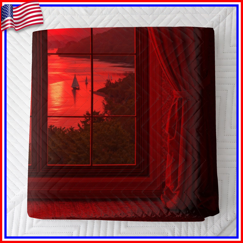Couvre-lit matelassé rouge Sunset, Lit simple