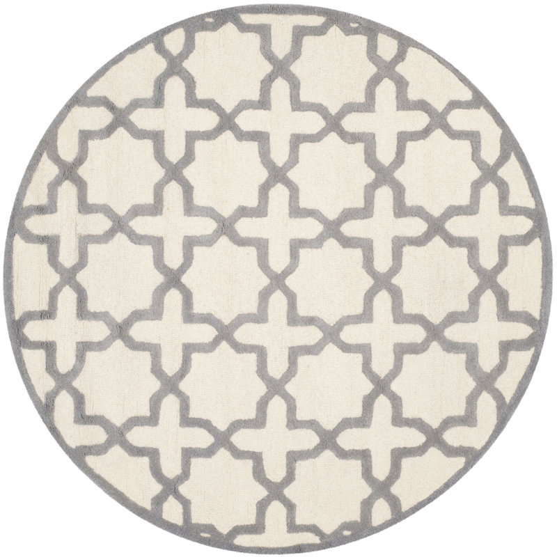 Cannen Hand Tufted Wool Geometric Rug, Round 6'