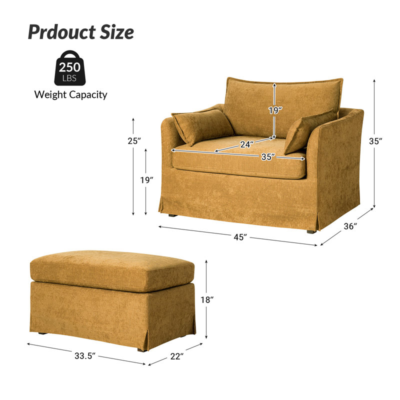 Fauteuil avec repose-pieds Roberta, Doré, 1