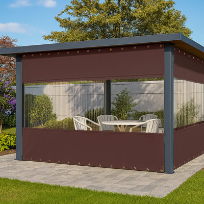 Rideau transparent d'extérieur robuste (7 x 13 pi), bâche résistante aux intempéries pour pavillon de jardin Pergola, écran d'intimité, rideaux occultants
