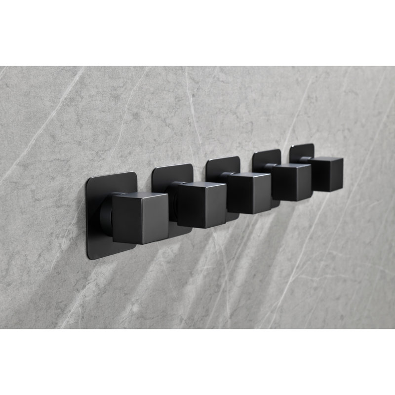 Shower Volume Control 3/4" Cast Metal Valve, High Flow, Matt Black, Brass, Corrosion Resistance And Rust Prevention, Adjustable Handle, Simple Install Type 3 Brass Made, Corrosion, Rust-, Quick Easy