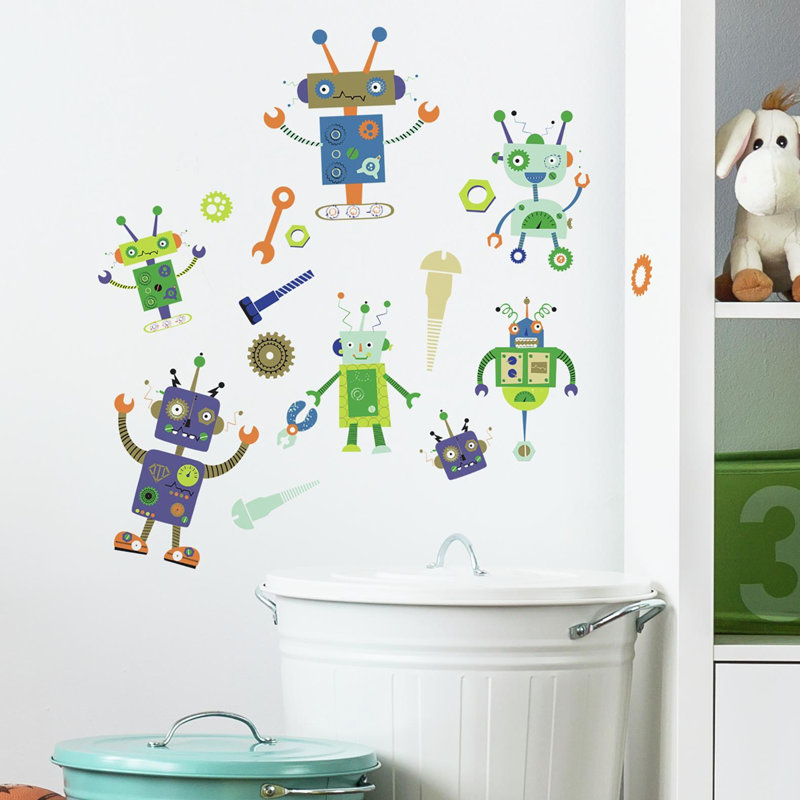 Bordure de papier peint Robots L 10,25 pi x l 9,23 po