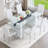 71" Modern Dining Table Set With PU Leather Chairs, Elegant Kitchen Table For Family Meals-757151079-758004187