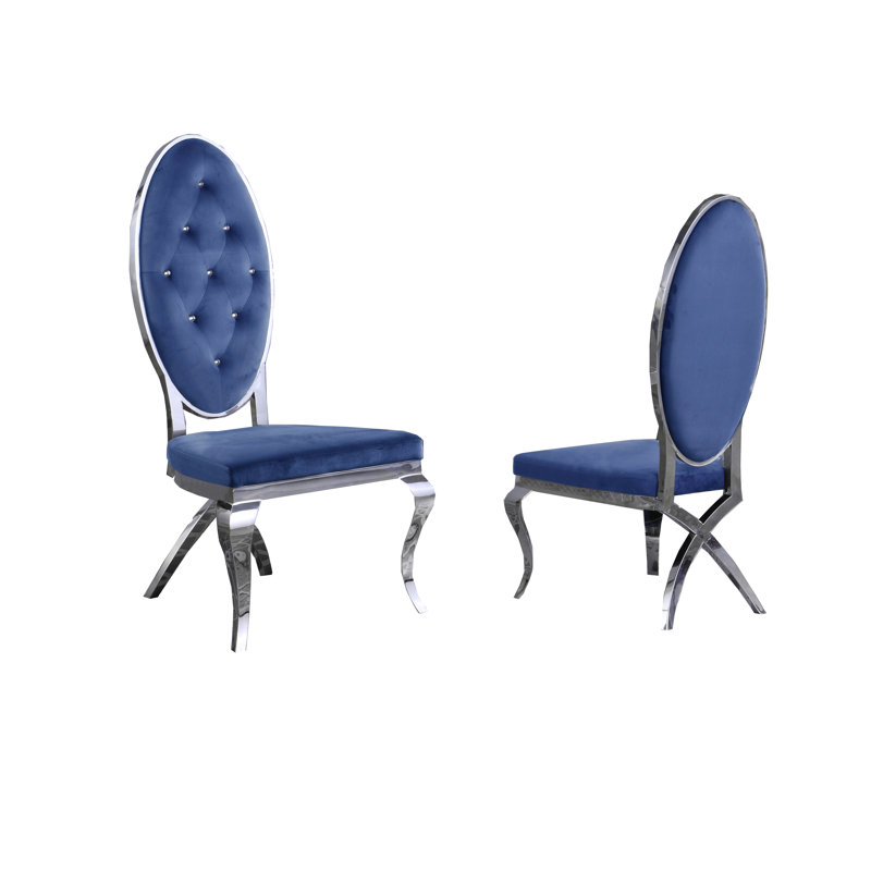 Chaises d'appoint rembourrées Edgardo, Bleu marine