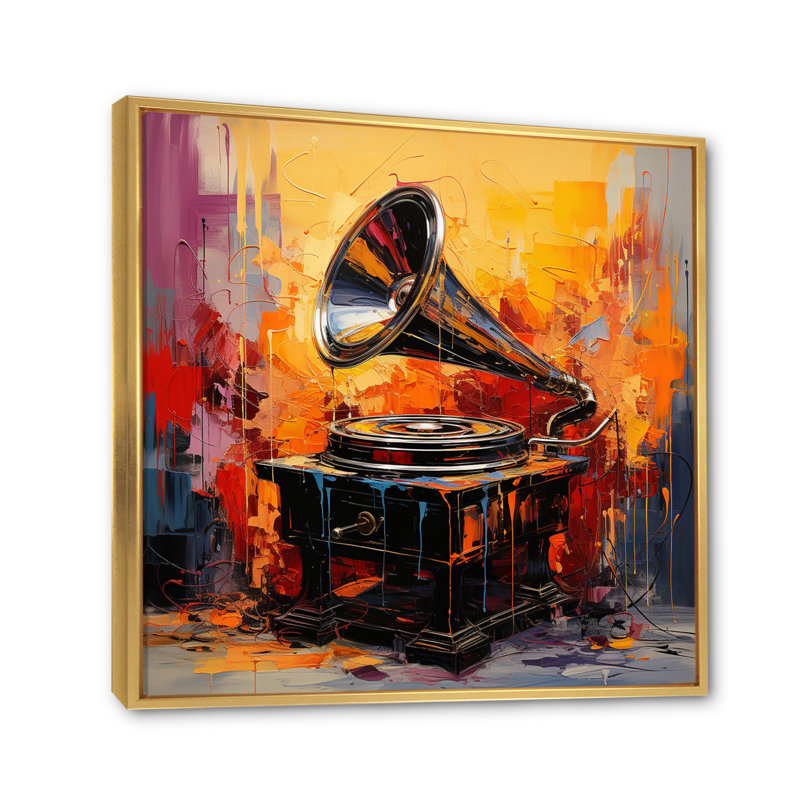 Saziye Phonograph Fusion - reproduction, Cadre flottant doré, 36" H x 36" W