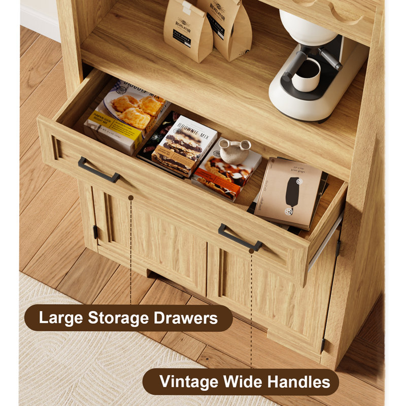 72''Tall Display Cabinets, Modern Arched Storage Cabinets with Wine Racks for Kitchen Dining Room