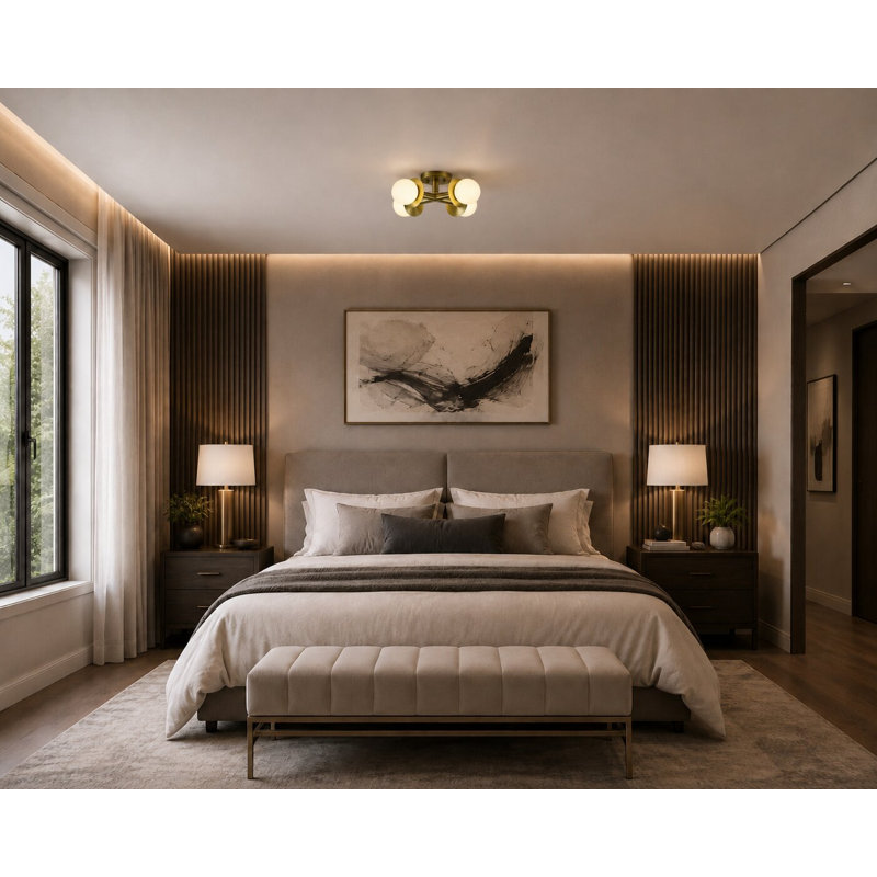 Transitional 4-Light Brass Flush Mount 