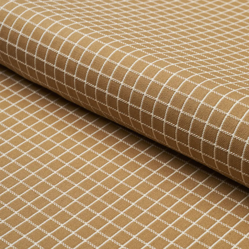 Schumacher x Mark D. Sikes Georgie Reversible Check Fabric, Tan
