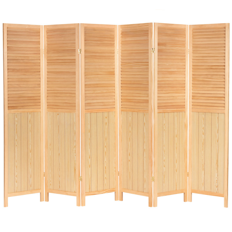 6 Ft. Tall Louvered Beadboard Room Divider White 6 Panel, 6, Natural